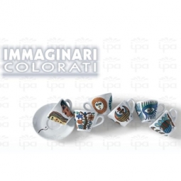 I.P.A. Imaginari Colorati Collection Espresso Cups & Saucers (Set of 6)